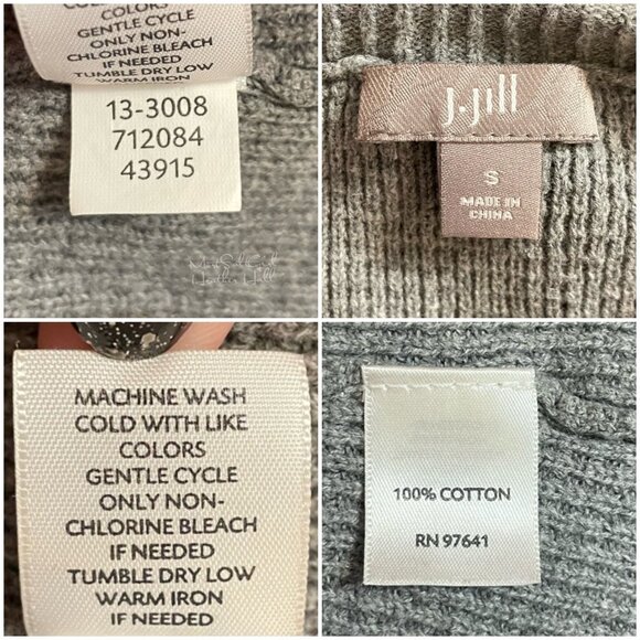 J. Jill Gray Waffle Weave Knit Cotton V-Neck Single Breasted Sweater Vest Small - Picture 5 of 6